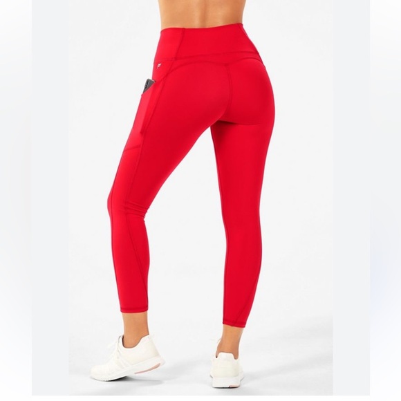 Fabletics Pureluxe Red High-Waisted with Side Pockets Leggings XS - Picture 10 of 10